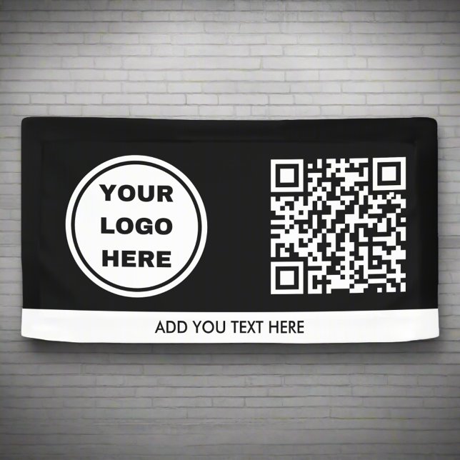 Banderoles Logo d'entreprise noir et blanc et code QR promoti (Créateur téléchargé)