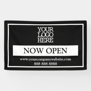 Banderoles Logo d'entreprise noir et blanc maintenant ouvert
