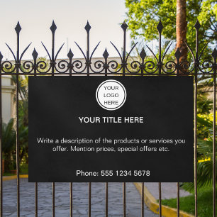 Banderoles Logo d'entreprise noir et blanc Texte promotionnel