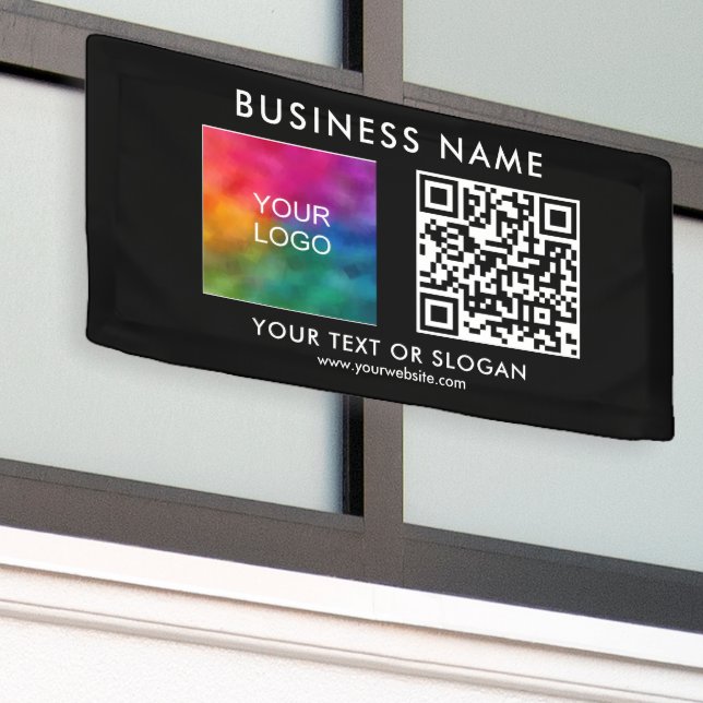 Banderoles Logo d'entreprise personnalisable Code QR Moderne  (Bâtiment extérieur)