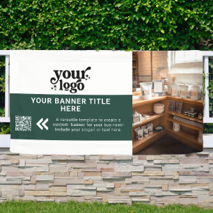 Banderoles Logo d'entreprise Vert foncé Moderne QR Code Photo