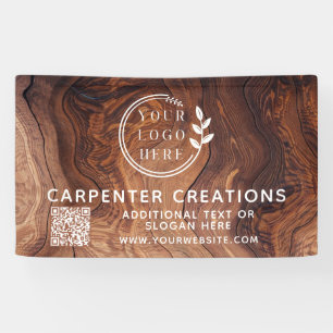 Banderoles Logo design moderne en bois de charpenterie Code Q