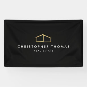Banderoles Logo d'habitation moderne Immobilier, Realtor Or/N