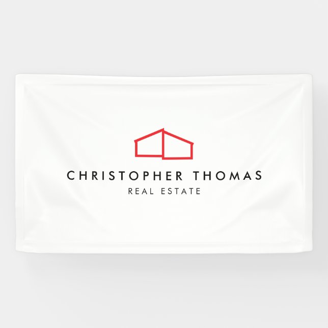 Banderoles Logo d'habitation moderne Immobilier, Realtor Roug (Horizontal)
