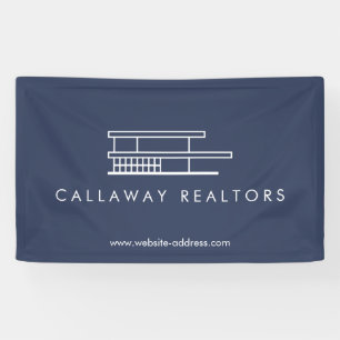 Banderoles Logo d'habitation moderne unique sur Navy Real Est
