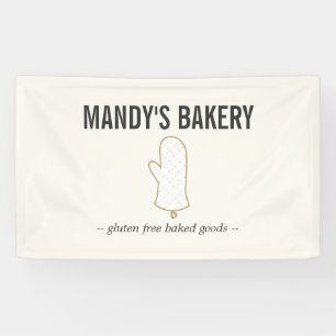 Banderoles Logo d'or Mitt four en ivoire pour boulangerie