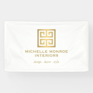 Banderoles Logo Elegant Grec Key Designer Gold/White