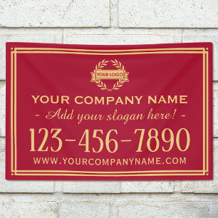 Banderoles Logo Entreprise Classique Vintage Signal Rouge Or
