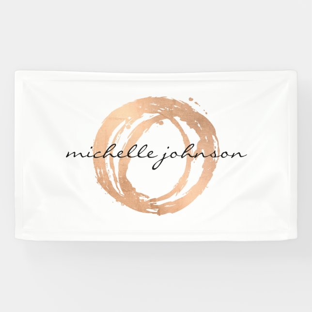 Banderoles Logo Luxe Faux Rose Gold Peint Cercle Designer (Horizontal)