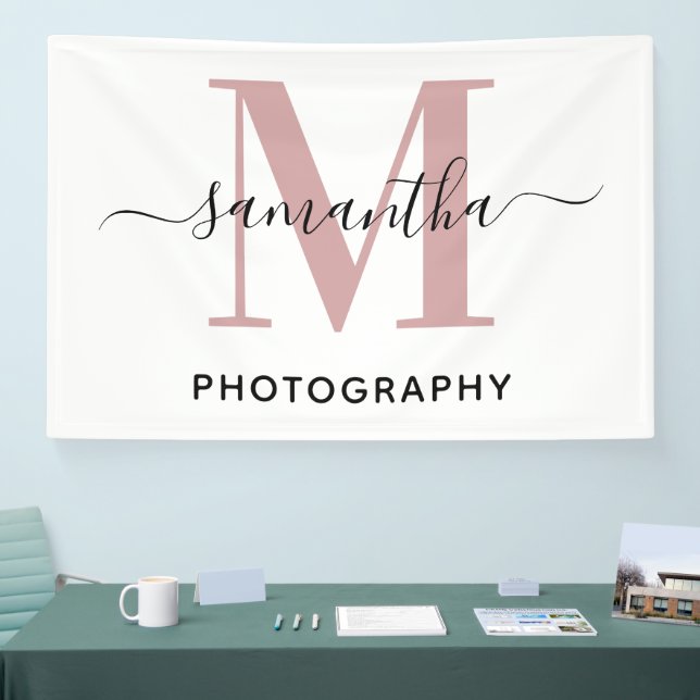 Banderoles Logo Monogramme M rose Gold Minimalist (Salon professionnel)
