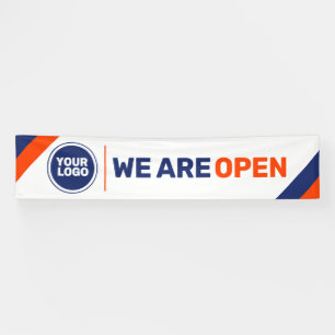 Banderoles logo personnalisé modèle nous sommes ouvert banniè