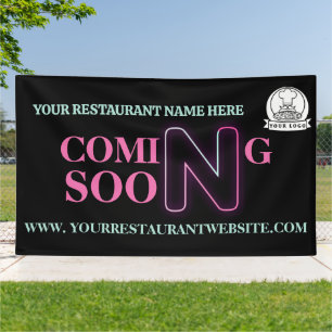 Banderoles Logo Personnalisé Prochainement Restaurant Busines