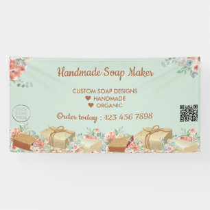 Banderoles logo qr de savon artisanal d'aromathérapie fleur v