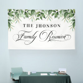 Banderoles Lona Family Reunion greenery backdrop