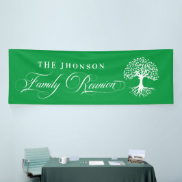 Banderoles Lona Family Reunion tree backdrop Green