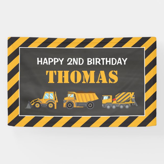 Banderoles Lona Happy Birthday Construction backdrop (Horizontal)