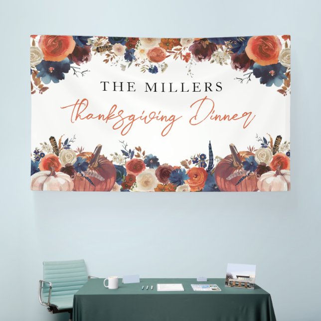 Banderoles Lona Thanksgiving Dinner autumn fall pumpkins back (Salon professionnel)