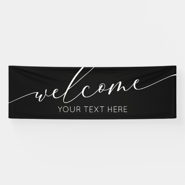 Banderoles Lona WELCOME black and white Sign banner backdrop  (Horizontal)