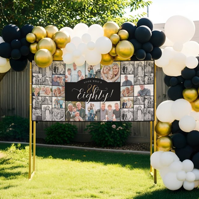 Banderoles Look Who's 80 Happy Birthday Photo Collage Party  (Look Who's 80 Happy Birthday Photo Collage Party Banner)