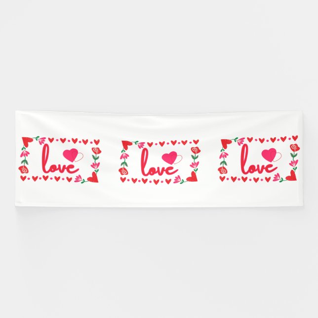 Banderoles Love Valentine's Day 4x12 Vinyl Banner (Horizontal)