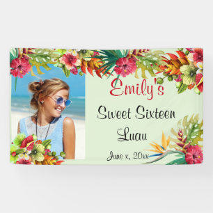 Banderoles Luau pour les Seize Ans, Hibiscus Rouge, Personnal