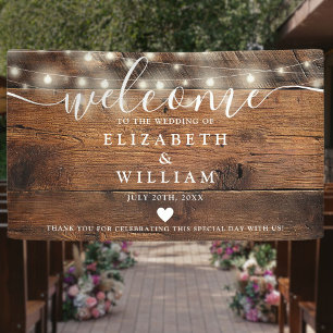 Banderoles Lumières de Chaîne de Bois Rustique Mariage Bienve
