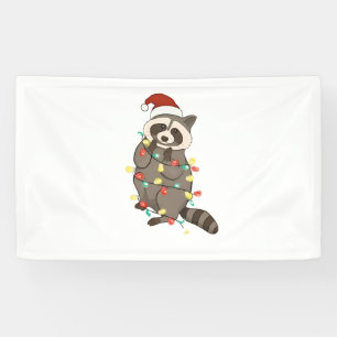 Banderoles Lumières joyeuses de Noël Raton Laveur Chapeau de