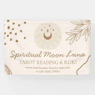 Banderoles Lune Bleue Beige et Étoiles Reiki Spirituel