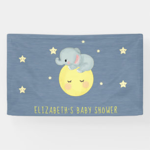 Banderoles Lune et étoiles Eléphant adorable Baby Boy Douche