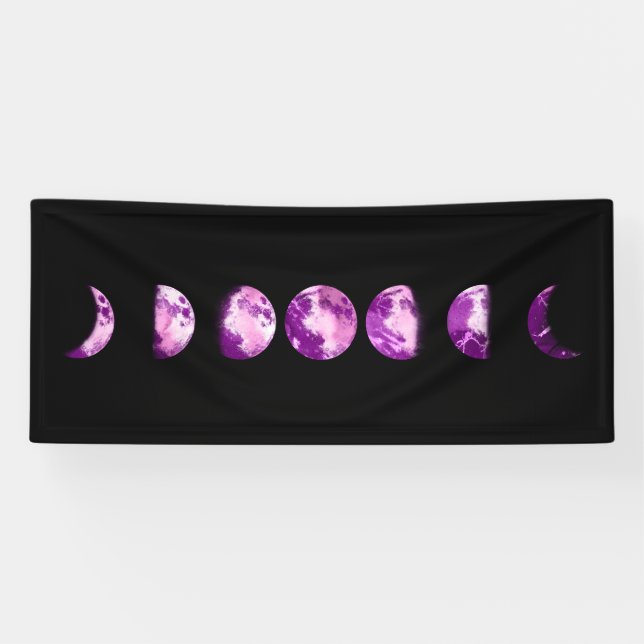 Banderoles ** Lune Lunaire Wan Pleine Violet Phases Lune (Horizontal)