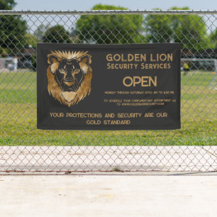Banderoles Luxe Black Gold Lion Business Logo Open