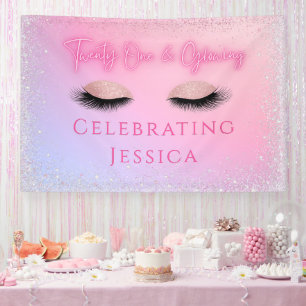 Banderoles Luxe Rose Vingt et un et brillant 21e anniversaire