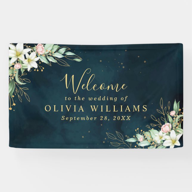 Banderoles Lys Rustique Floral Dusty Eucalyptus Verdure (Horizontal)