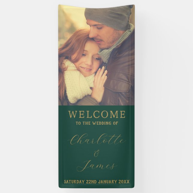 Banderoles M. Et Mme Couple Mariage Photo Bienvenue Green (Vertical)