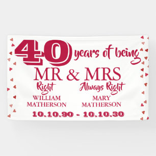 Banderoles M. Mme Right Fun 40e anniversaire de mariage Rubis