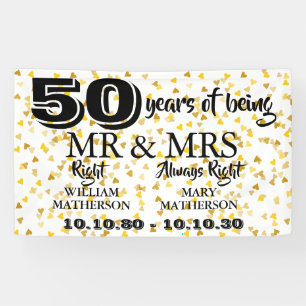 Banderoles M. Mme Right Fun Golden 50e anniversaire