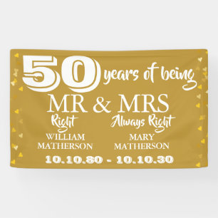 Banderoles M. Mme Right Fun Golden 50e anniversaire Mariage