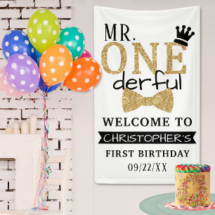 Banderoles M. ONEderful 1er anniversaire Bienvenue