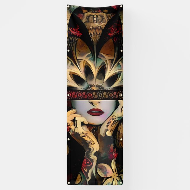 Banderoles Madame de mille épées (fractale tribale de désert) (Vertical)