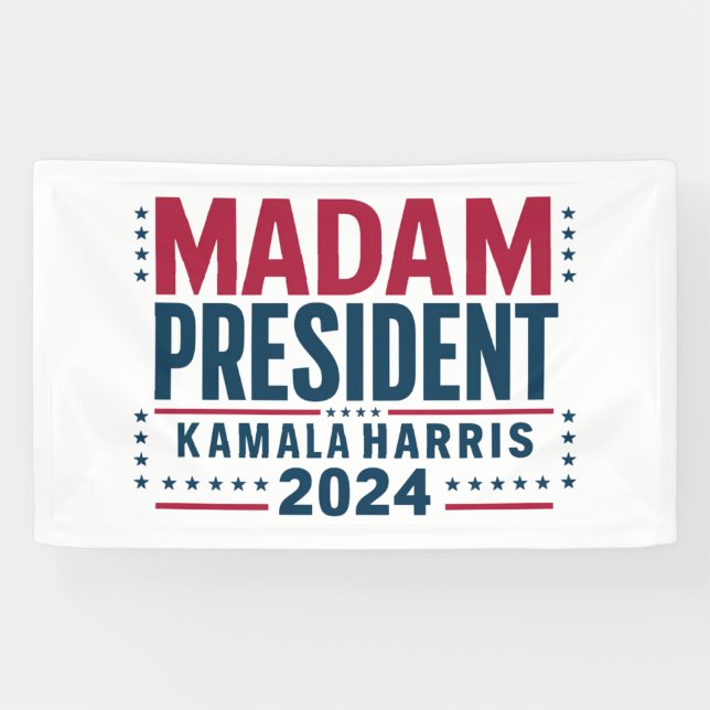 Banderoles Madame la Présidente Kamala Harris 2024 Vote Democ (Horizontal)