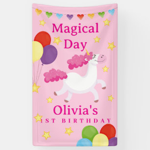 Banderoles Madday first mignon rose Unicorn Anniversaire