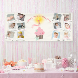 Banderoles Mademoiselle Rose Cupcake 12 Photos Fille 1ère Fêt