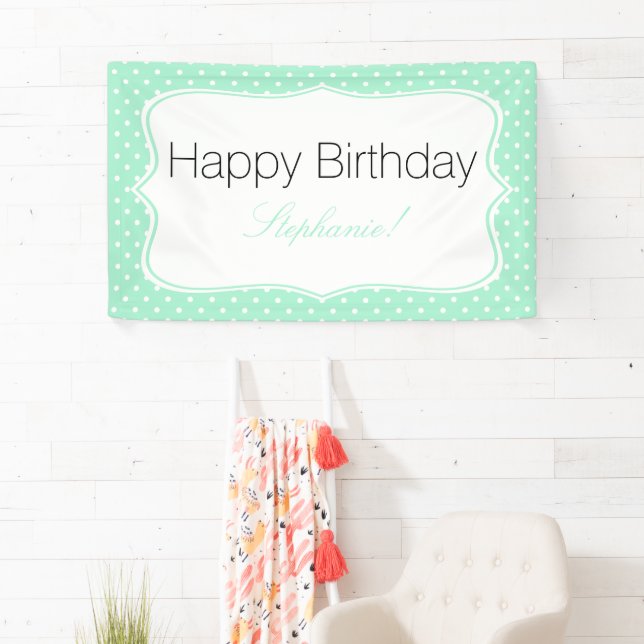 Banderoles Magic Mint et White Polka Dot Anniversaire (En situation)