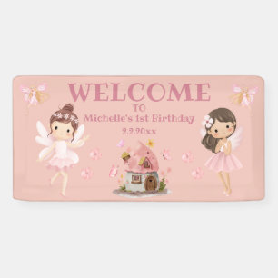 Banderoles magique contes de fées fille 1er anniversaire rose