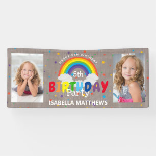 Banderoles Magique Rustique Rainbow Photo Anniversaire