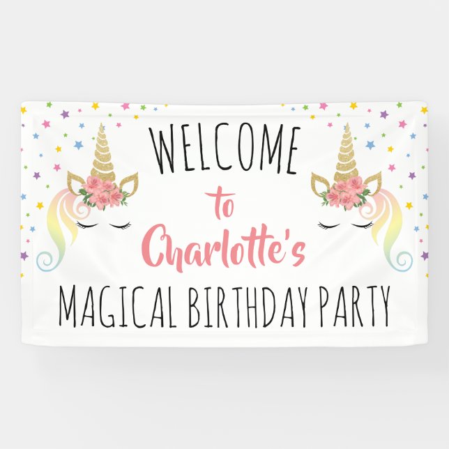 Banderoles Magique Unicorn fête d'anniversaire (Horizontal)