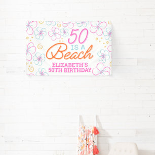 Banderoles Main branchée tiré 50e anniversaire de plage