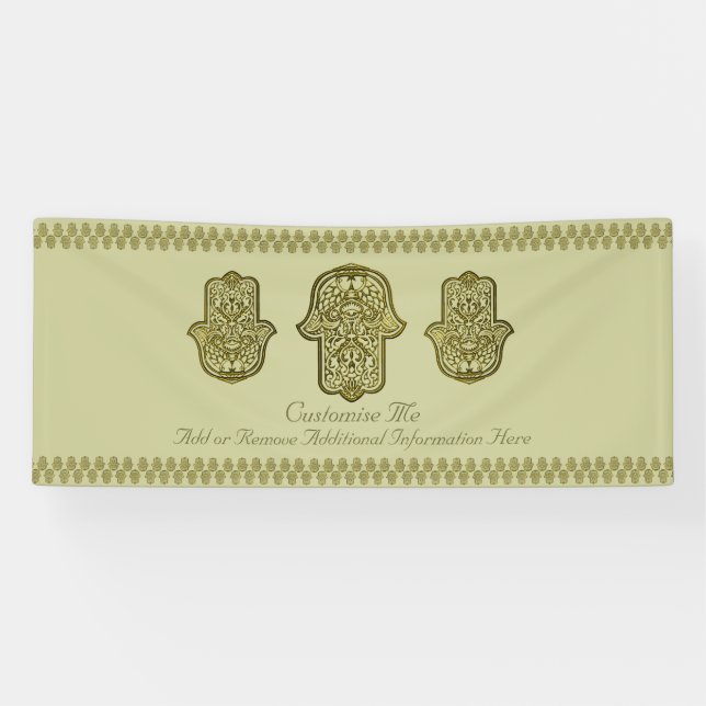 Banderoles Main de henné de Hamsa (or) (Horizontal)