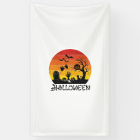 Main de zombie Halloween Pierre tombale Arbre Chat
