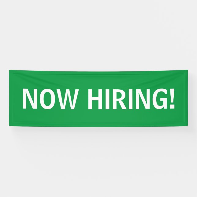 Banderoles Maintenant embaucher simple vert blanc signe (Horizontal)